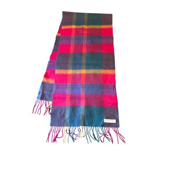 Jones New York 100% Lambswool Plaid Scarf Preppy Academia - Picture 1 of 3